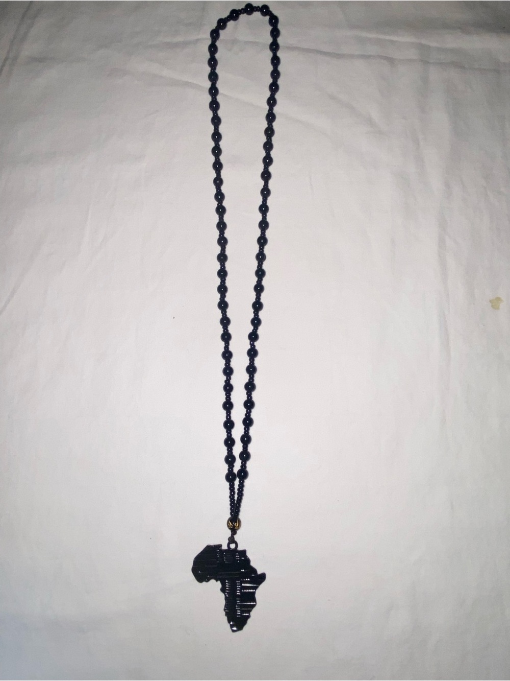 Black Beaded Necklace with Africa Pendant